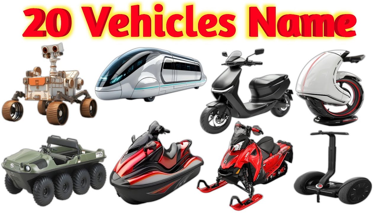ज़मीन, पानी और हवा हवा में उड़ने वाले अनोखे वाहनों के नाम  | Kids Learning Vehicles Name🚗🚤✈️