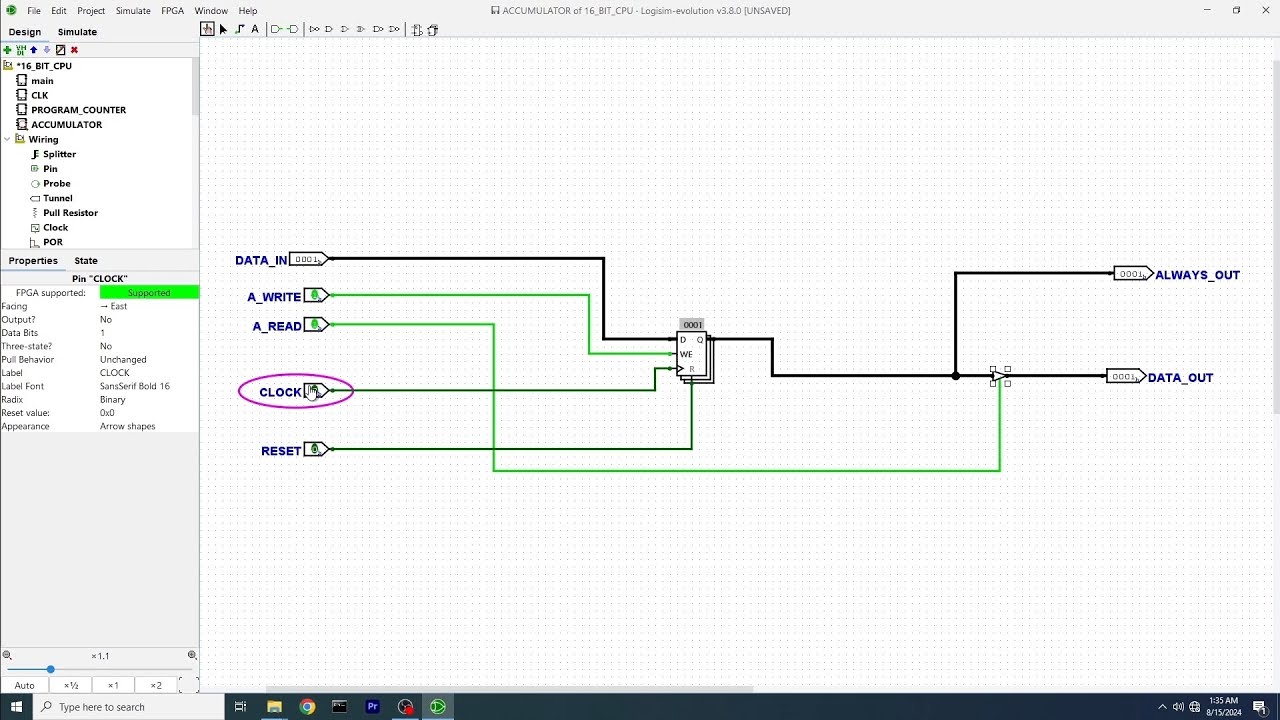 Building My 16-BIT Computer. ( Part 3 ). The Accumulator Register. Logisim Evolution.