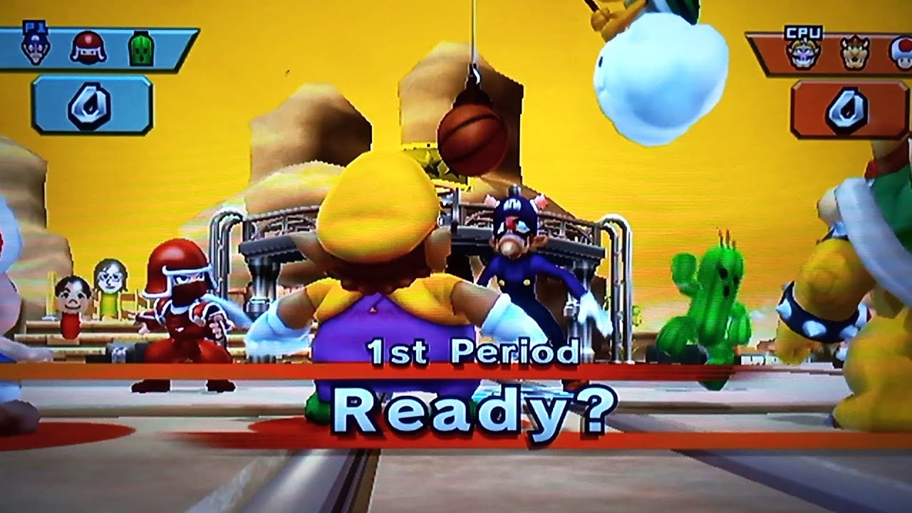 Mario Sports mix- Waluigi, Ninja, and Cactuar vs Wario, Bowser and Toad (Basketball)