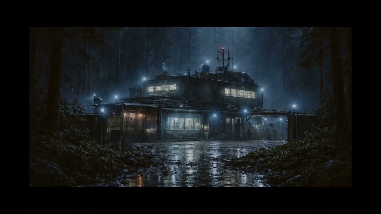 Ambient Rain Sound | Secret Bio Lab in the woods by night, relaxing and sleeping