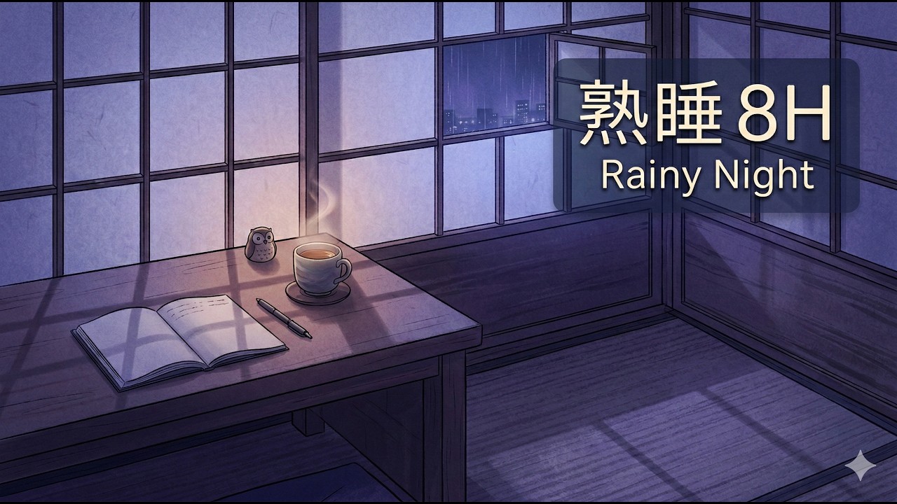 【8H】熟睡できる雨音LoFi｜睡眠用BGM / 寝落ち / 不眠対策