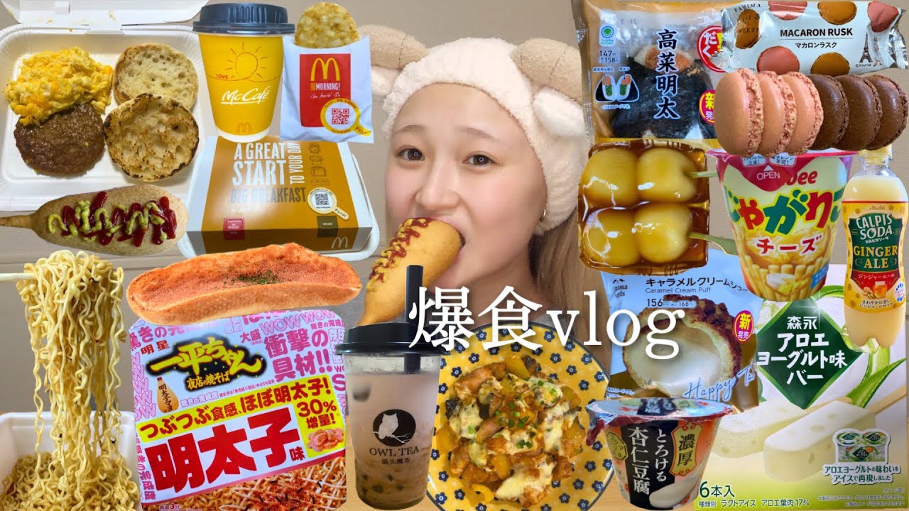 【爆食vlog】家にひきこもって朝から深夜までひたすら食べまくった日の記録🏠❤️