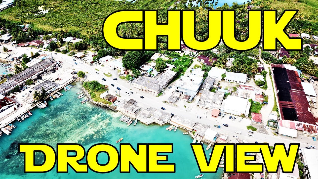 Weno island aerial view in Chuuk, Micronesia