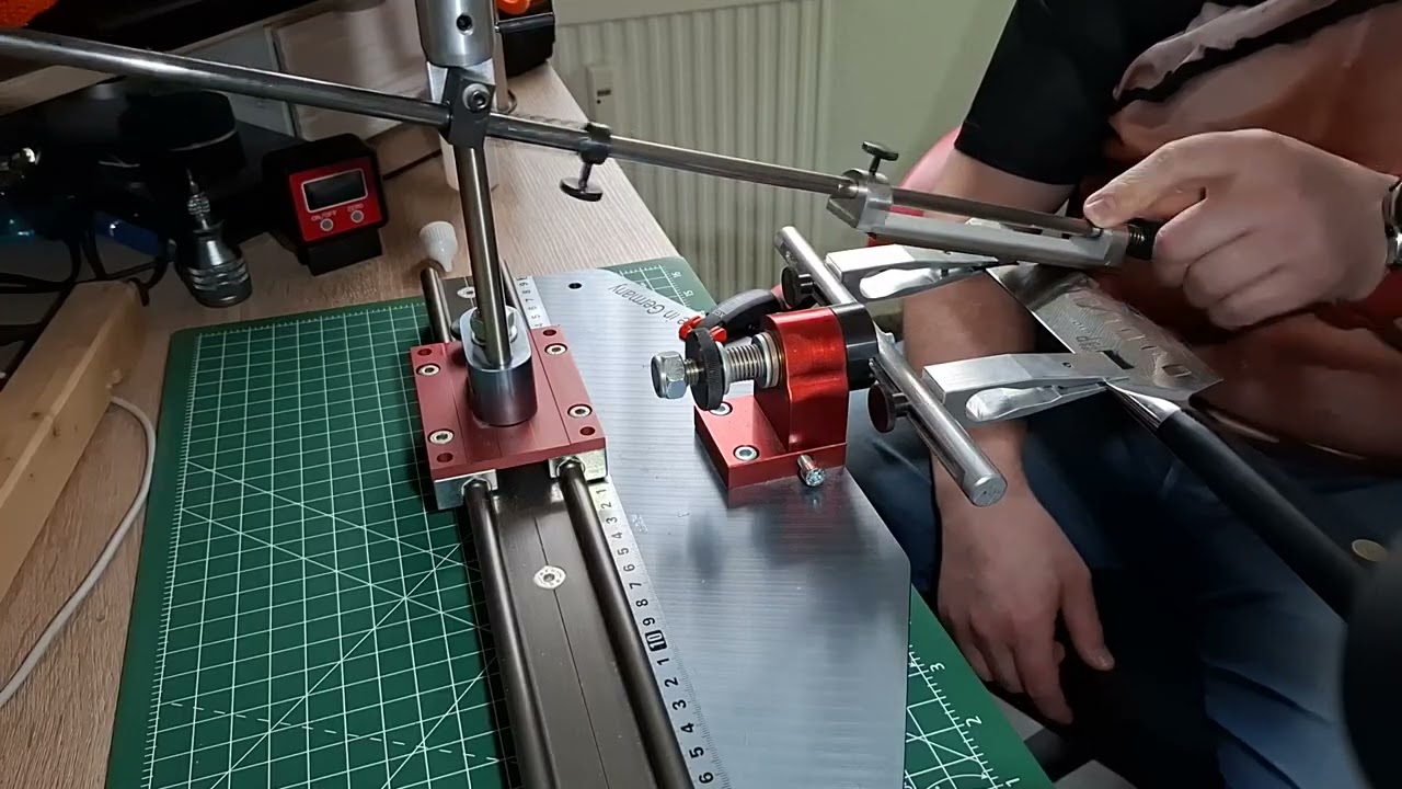 SHAN zu Damast Messer Santoku Knife Echtzeitschliff auf dem SJ Multigrinder 20/20 CBN u, Resinbond