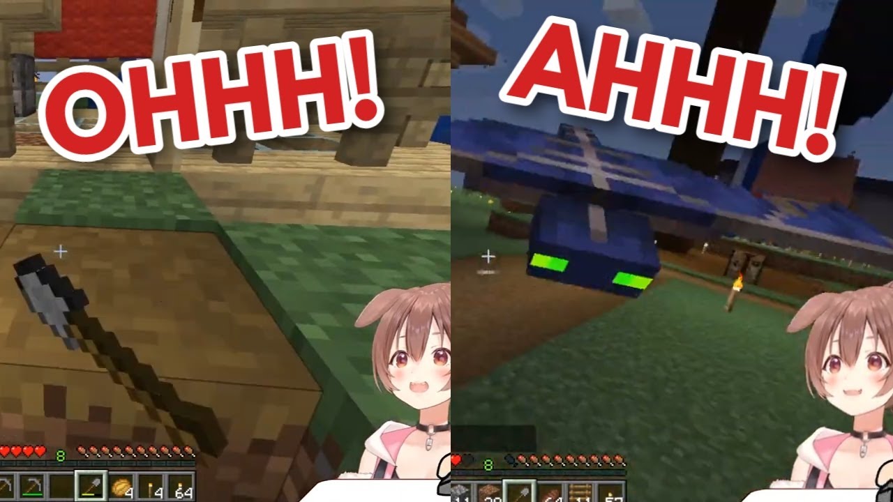 Korone Discovers How To Make Paved Path & Was Attacked By Phantom In Minecraft