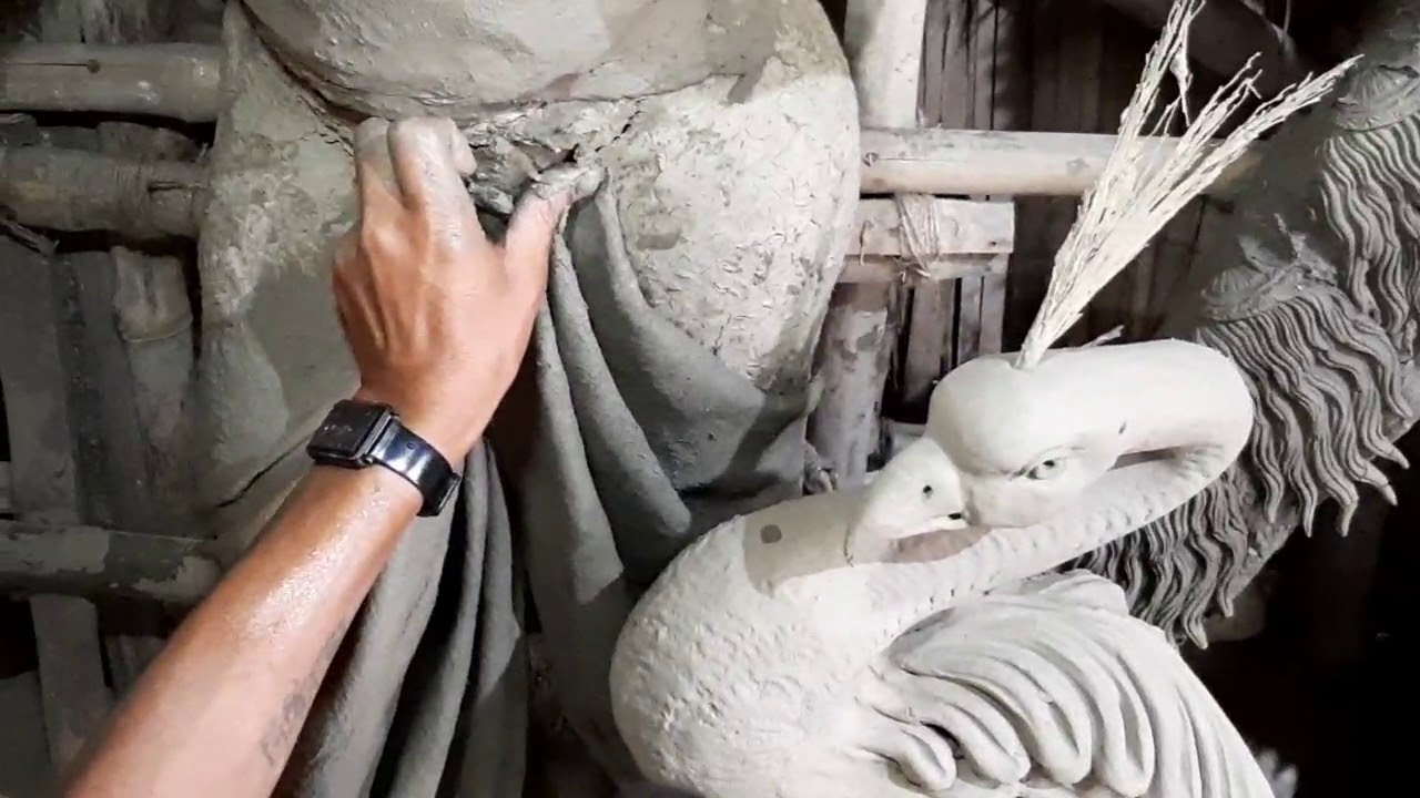 GOD KARTIK, GANPATI PRATIMA/IDOL MAKING PROGRESS AT RAYNAGAR 2019. USING CLAY