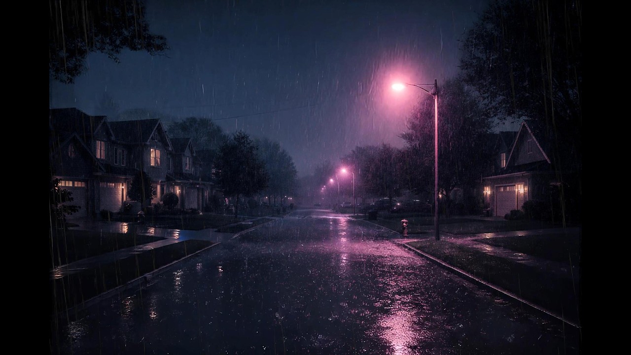 Rainy Neighborhood || Gentle Rain + Ambient Melodies for Deep Sleep || 2 Hours