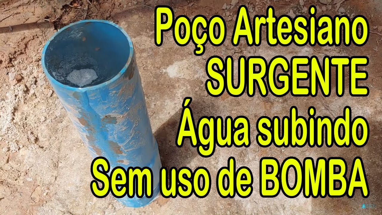 Poço artesiano surgente, saindo água sem uso de bomba - Lamarão do Passe - Bahia