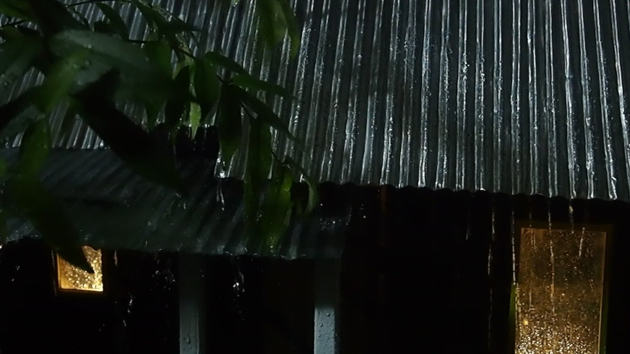 Темный экран, дождь на жестяной крыше 🌧️ Мгновенное спокойствие 🌙
