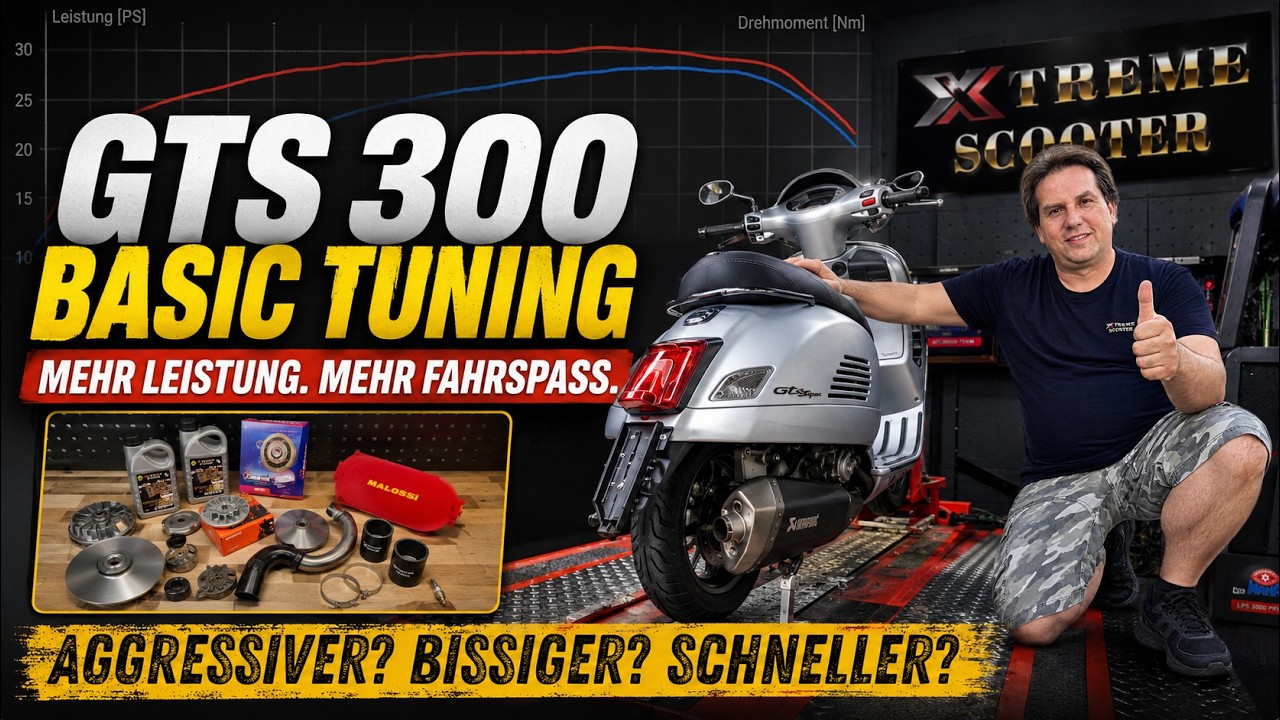 Vespa GTS 300 Tuning Upgrades Prüfstand Dyno Xtreme Scooter