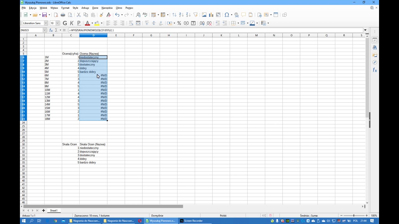 Libre Office Calc - Wyszukaj.Pionowo