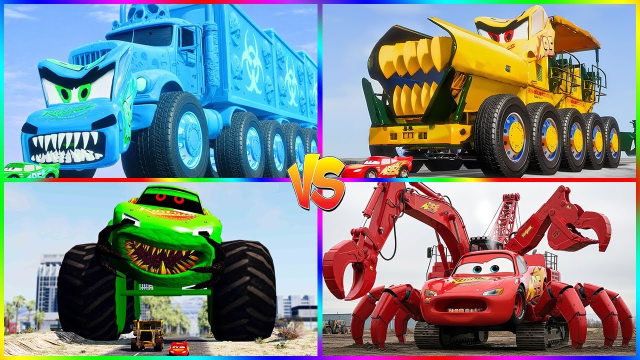 🏎️ Lightning McQueen Inspired Car vs Monster Trucks | GTA 5