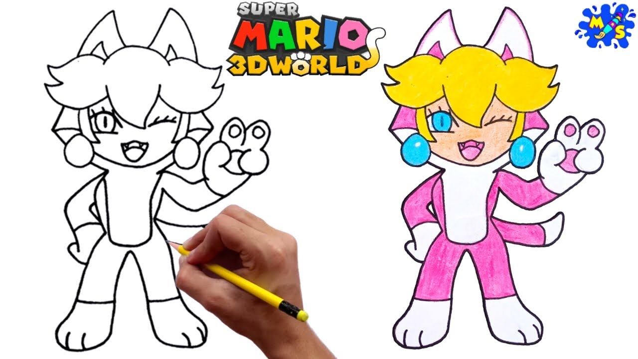 How to Draw Cat peach Step by Step | Super Mario 3D World