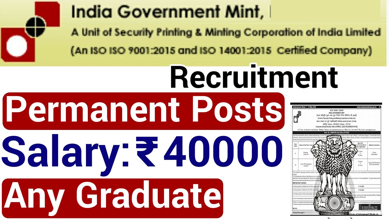INDIA GOVT JOBS FOR GRADUATES 2022 I PERMANENT CENTRAL GOVT JOBS 2022 I APPLY FROM ANY STATE I GOVT