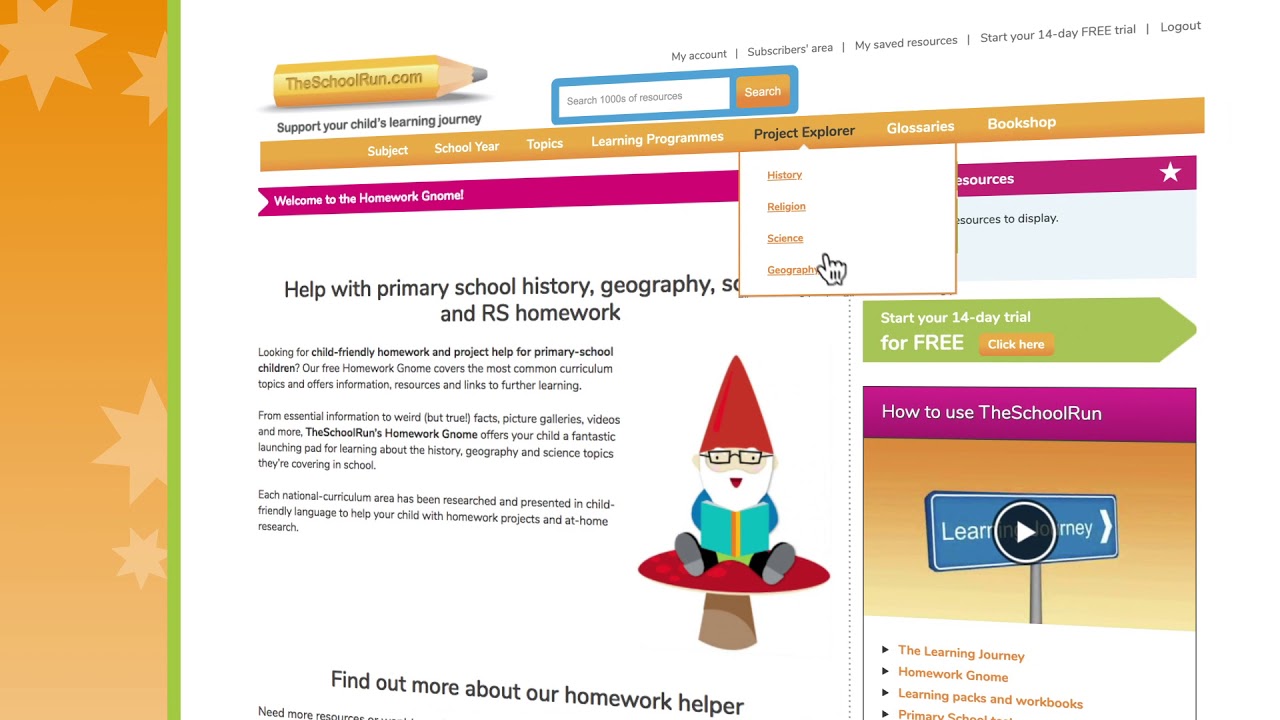 TheSchoolRun Homework Gnome