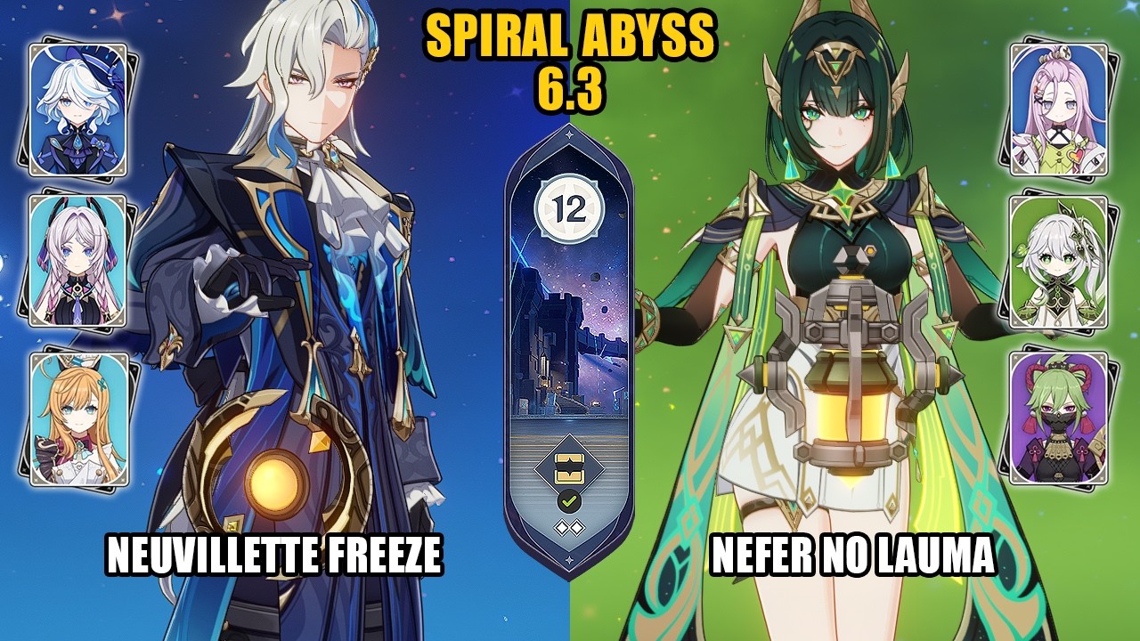 [Spiral Abyss 6.3] F2P Neuvillette Freeze & Nefer No Lauma |Luna IV| Genshin Impact