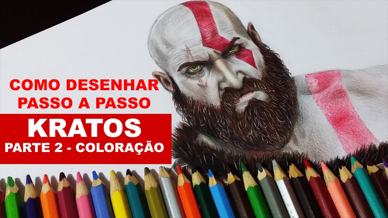 Como Desenhar o Kratos Realista- Parte 2 - Coloração (How to draw Realistic Kratos)