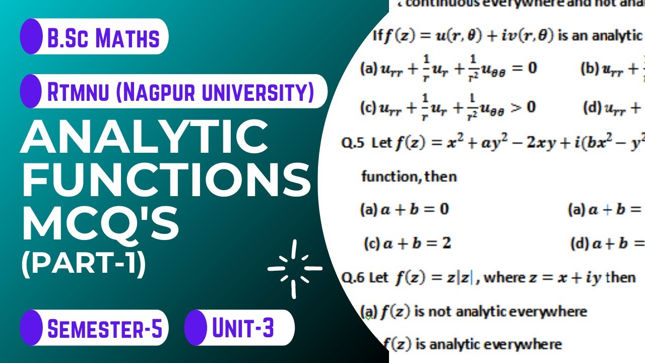 Analytic Function | Multiple Choice Questions |Part-1 |MCQ | RTMNU | Nagpur University | B.Sc. Maths