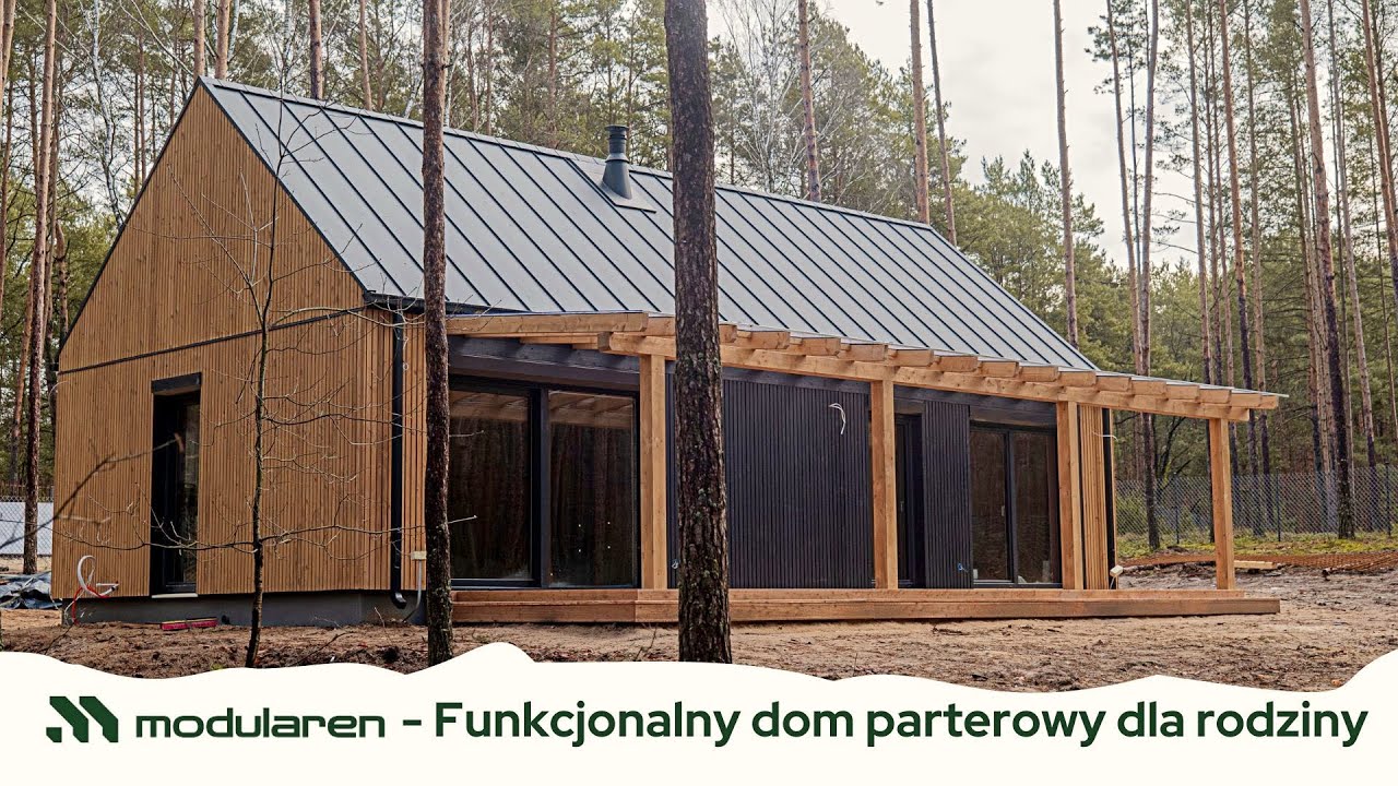 Dom parterowy dla rodziny - Duży salon, 2 sypialnie, wysoki sufit i ogromna pergola z tarasem.