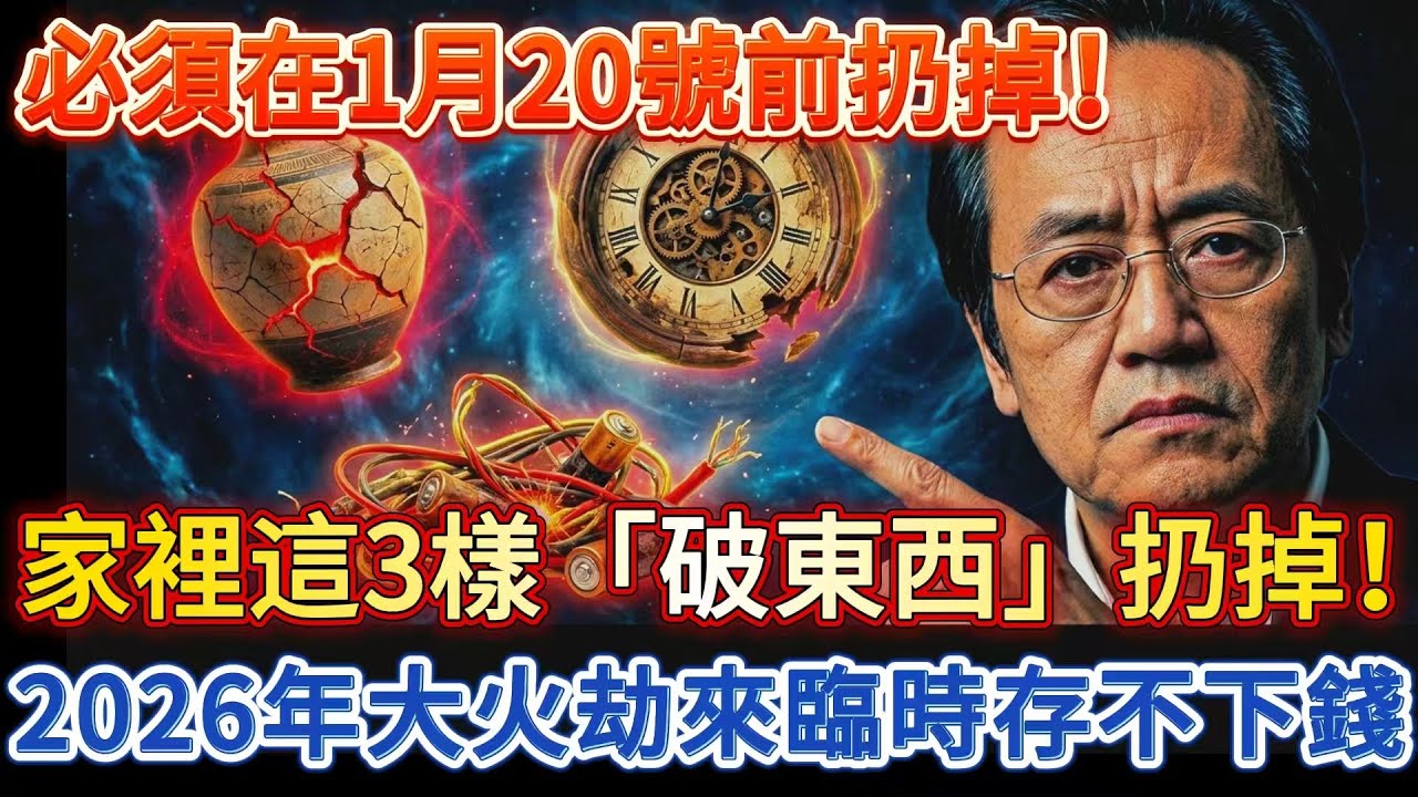 大寒一過就是年！家裡這3樣「破東西」必須在1月20號前扔掉！2026年大火劫來臨時，你怎麼努力都存不下錢！#大寒開運 #2026丙午年 #斷捨離 #漏財風水 #大寒 #倪海廈