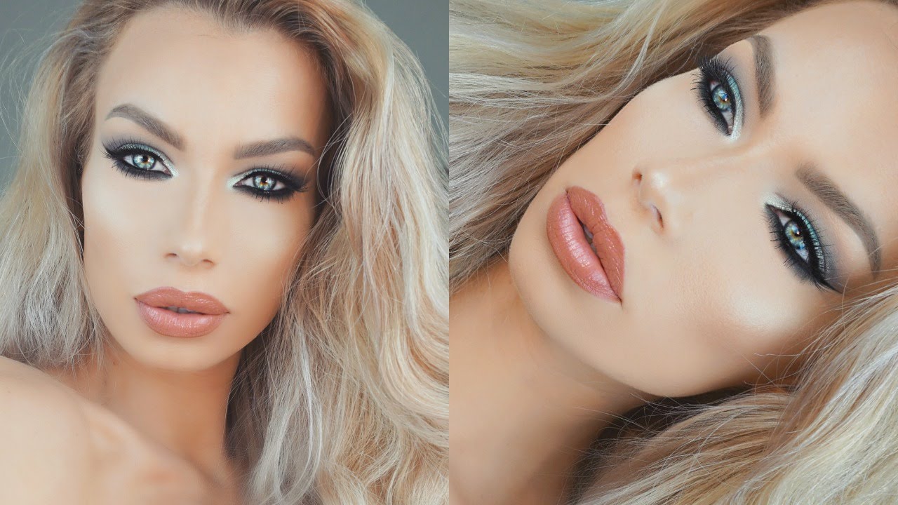 Blue Cut Crease / Nude Lips Makeup Tutorial