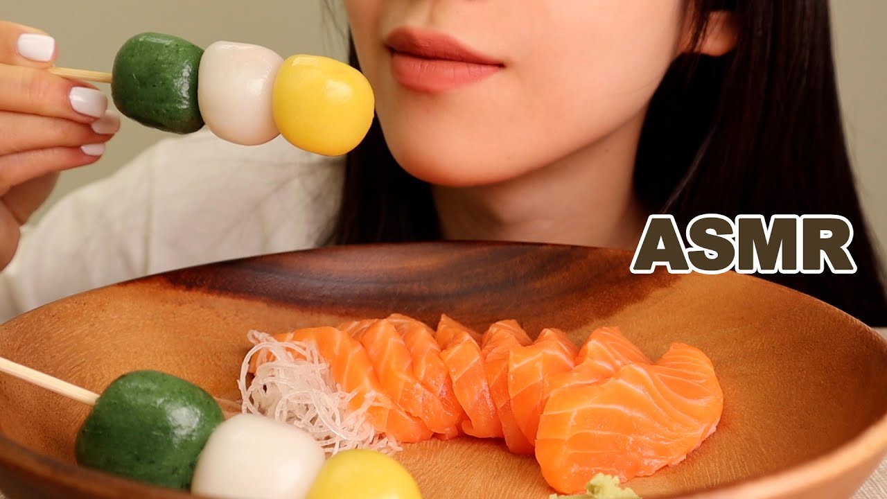 ASMR SALMON SASHIMI + DANGO 🍡  MUKBANG (EATING SOUNDS 咀嚼音) | SIK ASMR
