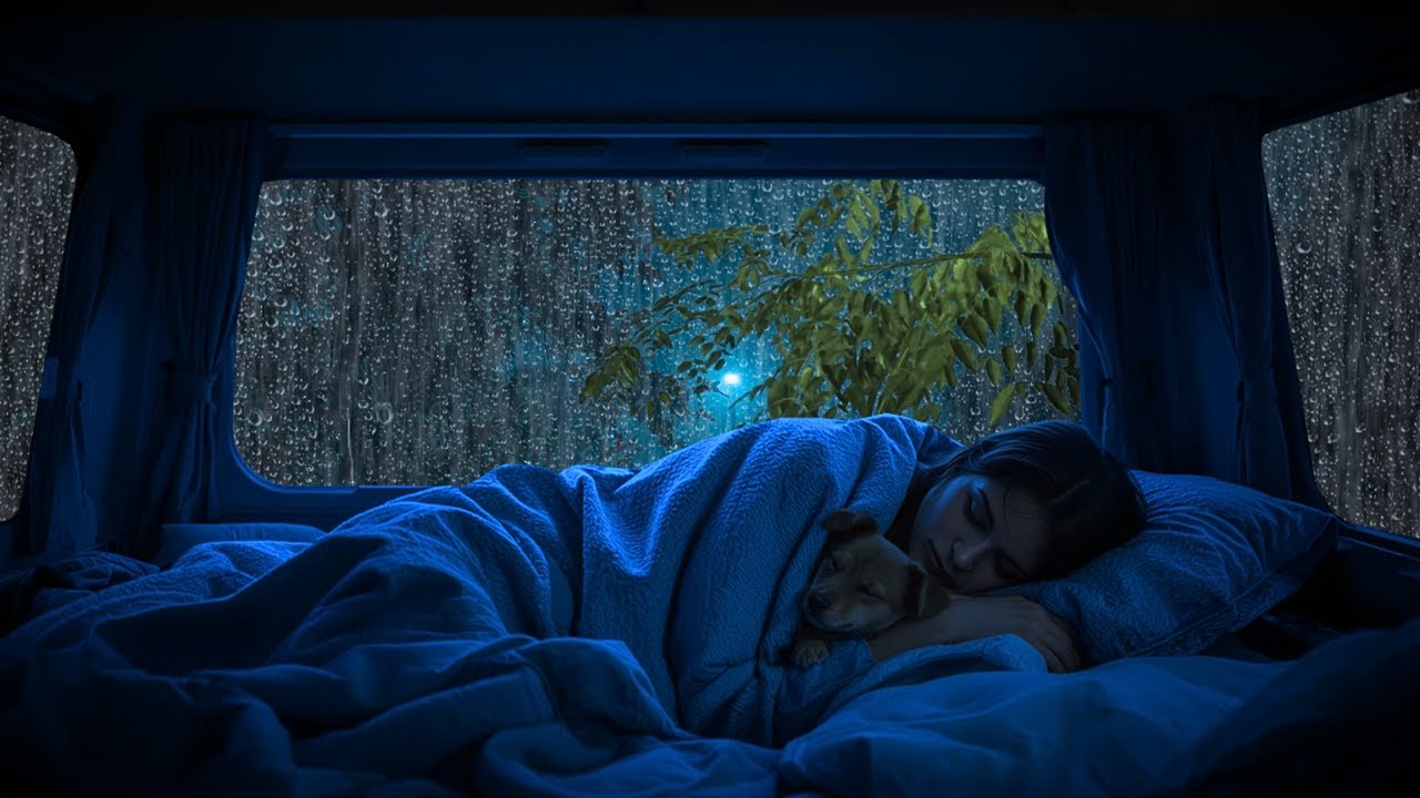 Peaceful Night in a Van - Rain & Thunder for Deep Sleep 🚗 🌧️