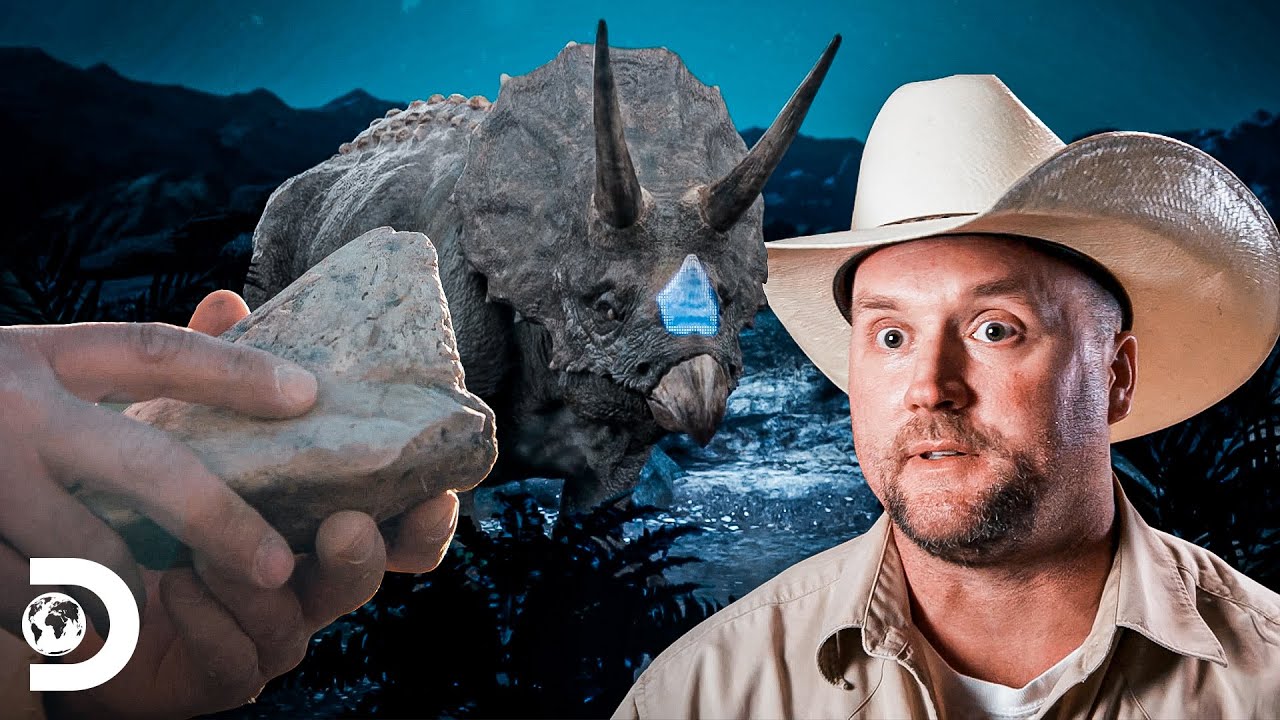 Aaron Bolan encontra fóssil de nariz de Tricerátops | Caçadores de Dinossauros | Discovery Brasil