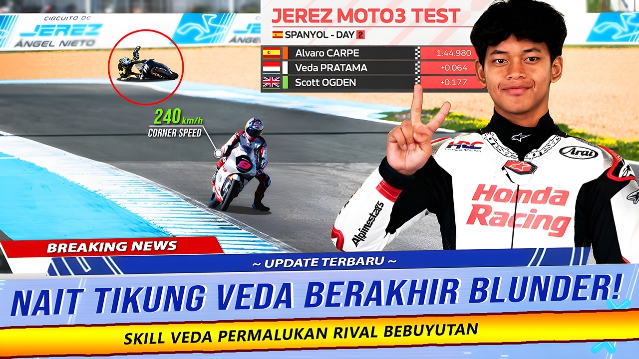 PERMALUKAN MUSUH BEBUYUTAN! VEDA MENGGILA DI TES JEREZ MOTO3 2026 SPANYOL