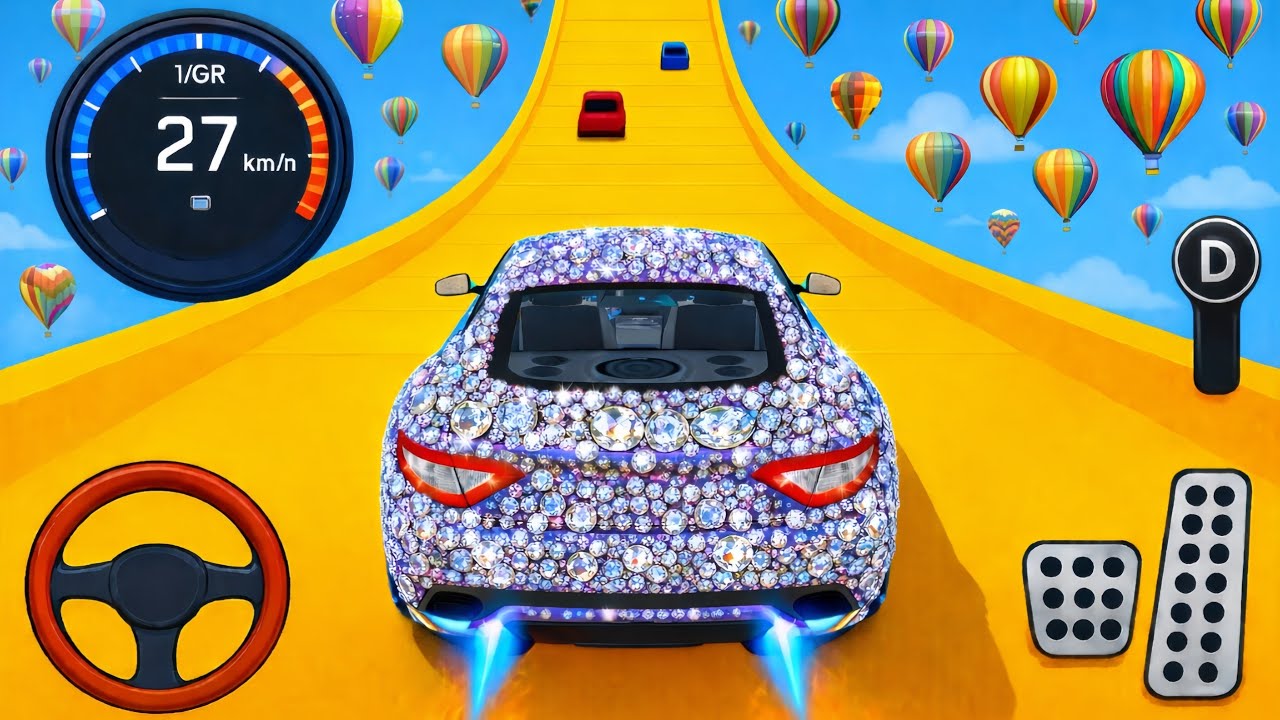 $5,000,000,000 GOLD DIAMOND CAR! 💎🚀 | 999 KM/H Speed | GT Car Stunt Master 3D #59