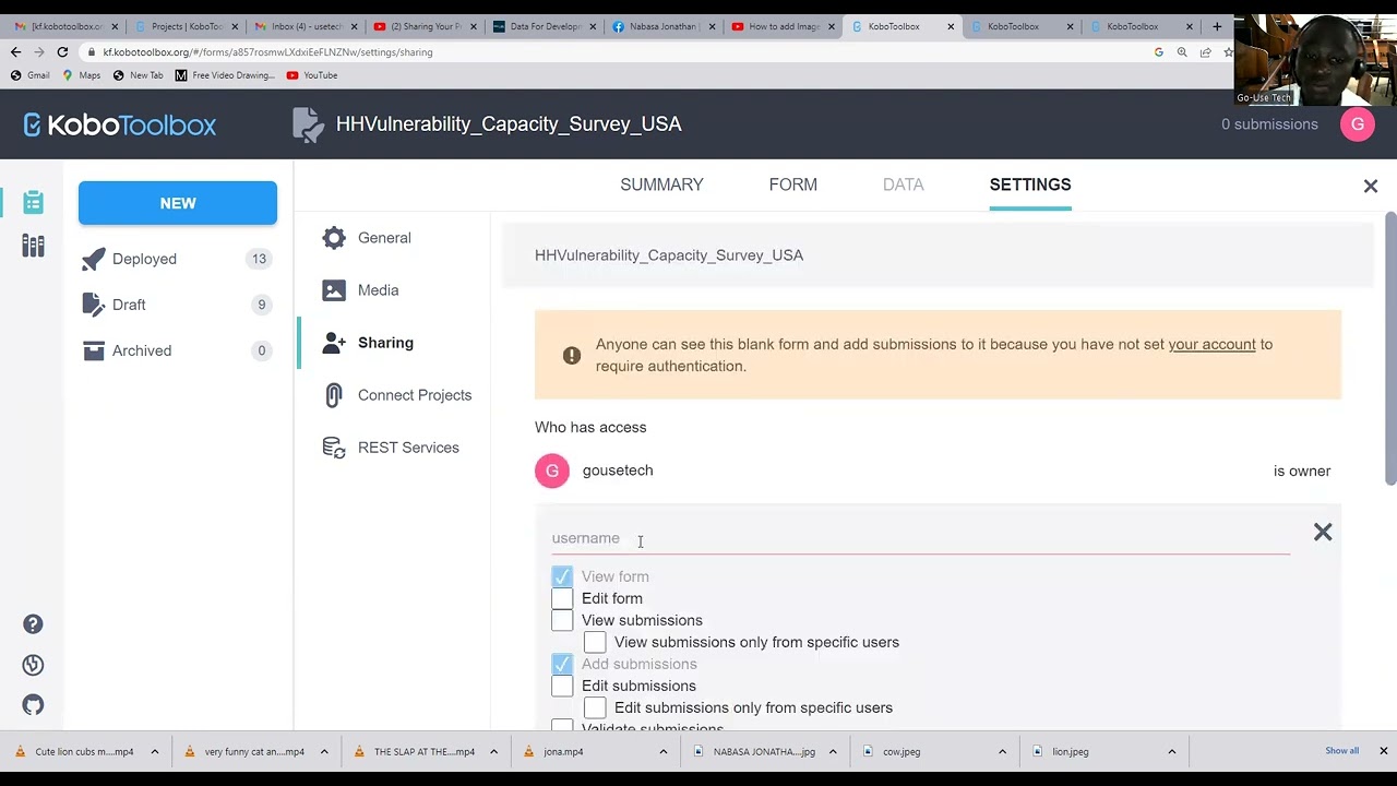 Sharing Your Project and Managing Permissions in Kobotoolbox