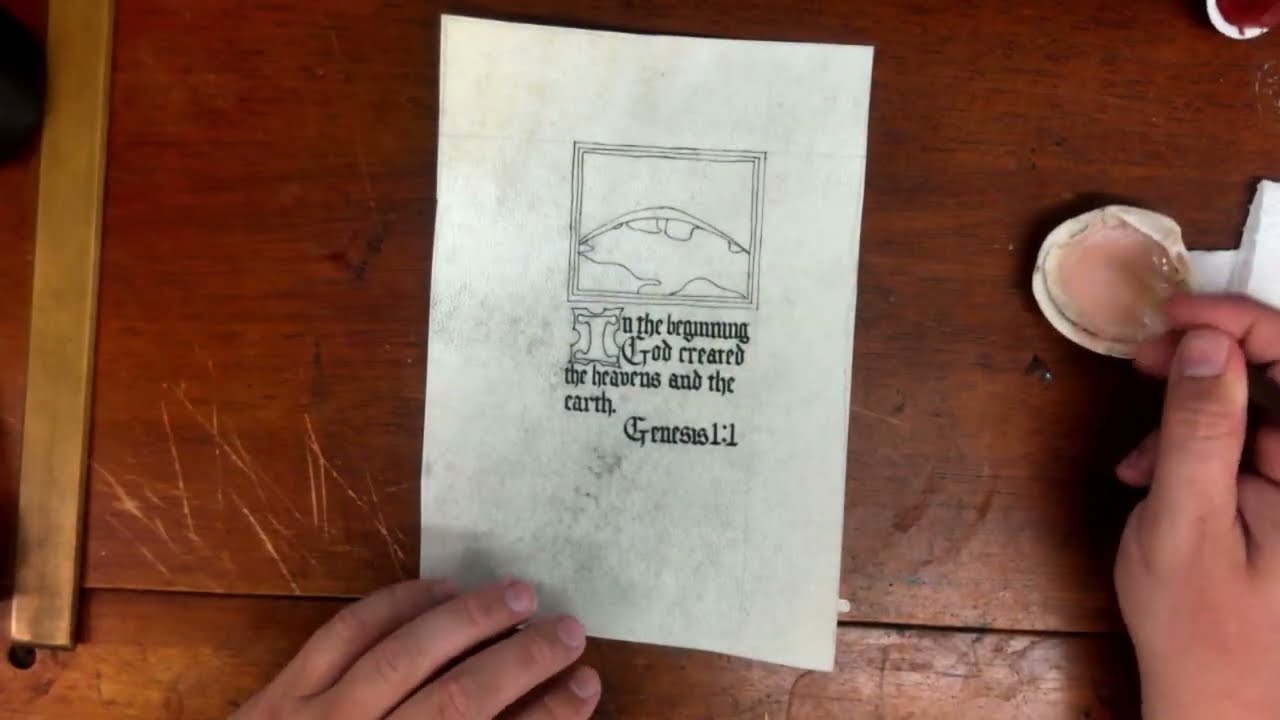 Genesis 1:1 Gilding with white gold -  - Illuminated Manuscript Calligraphy and Painting