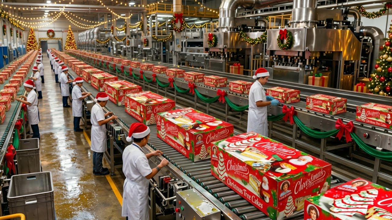 Inside the Christmas Tree Cake Factory: How Holiday Cakes Are Made at Scale (Full Process)