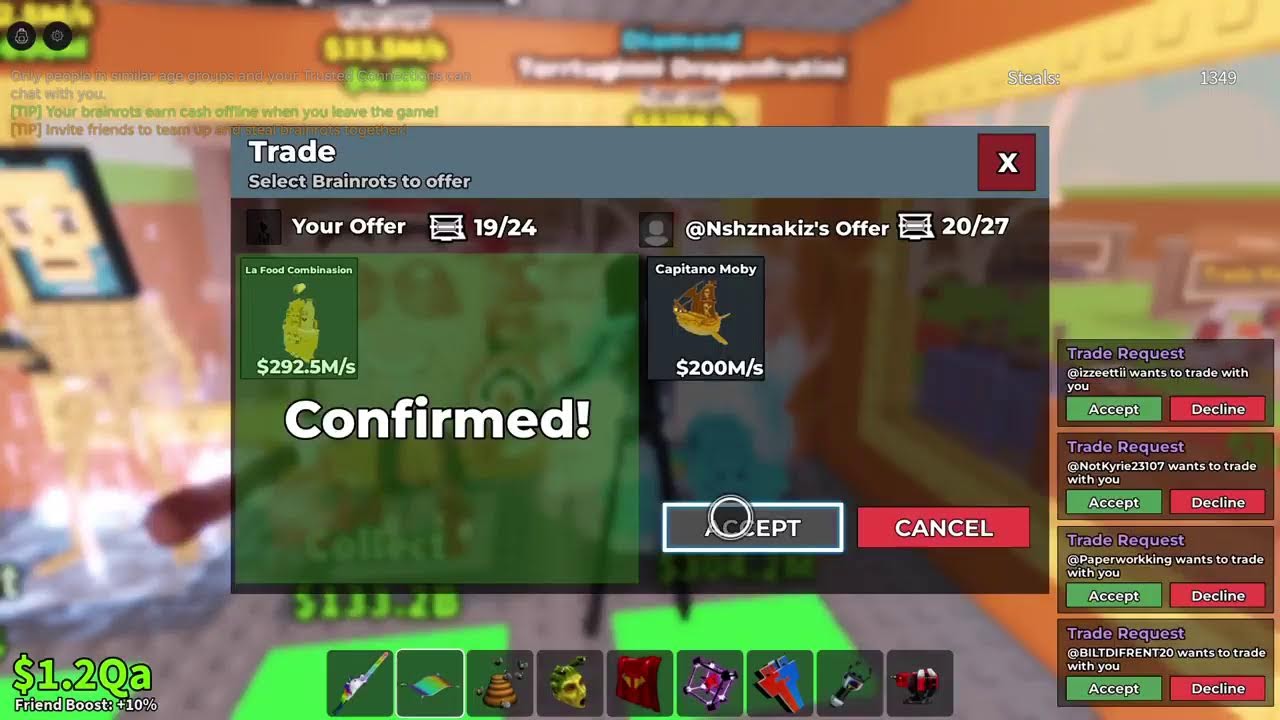 Steal a brainrot Trading and adman abuse