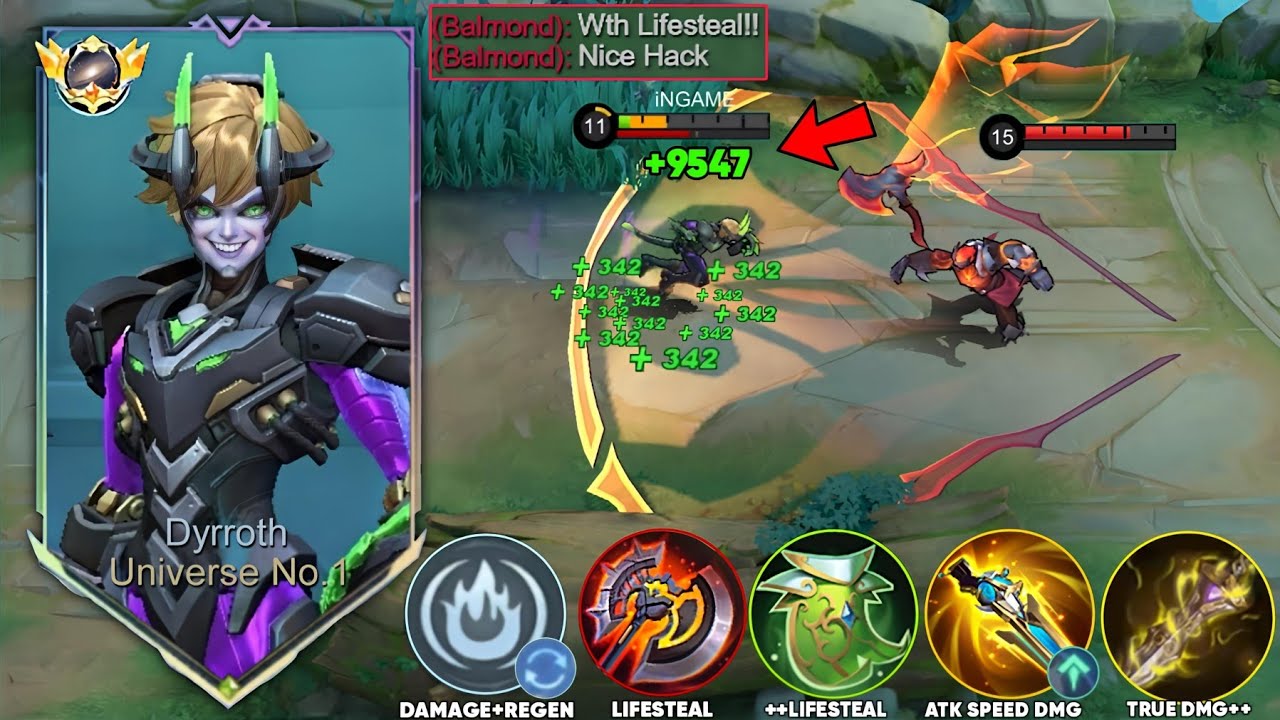 FINALLY FOUND THIS NEW! TRUE DAMAGE LIFESTEAL HACK BUILD FOR DYRROTH 100% DOMINATE IN ANY LANE