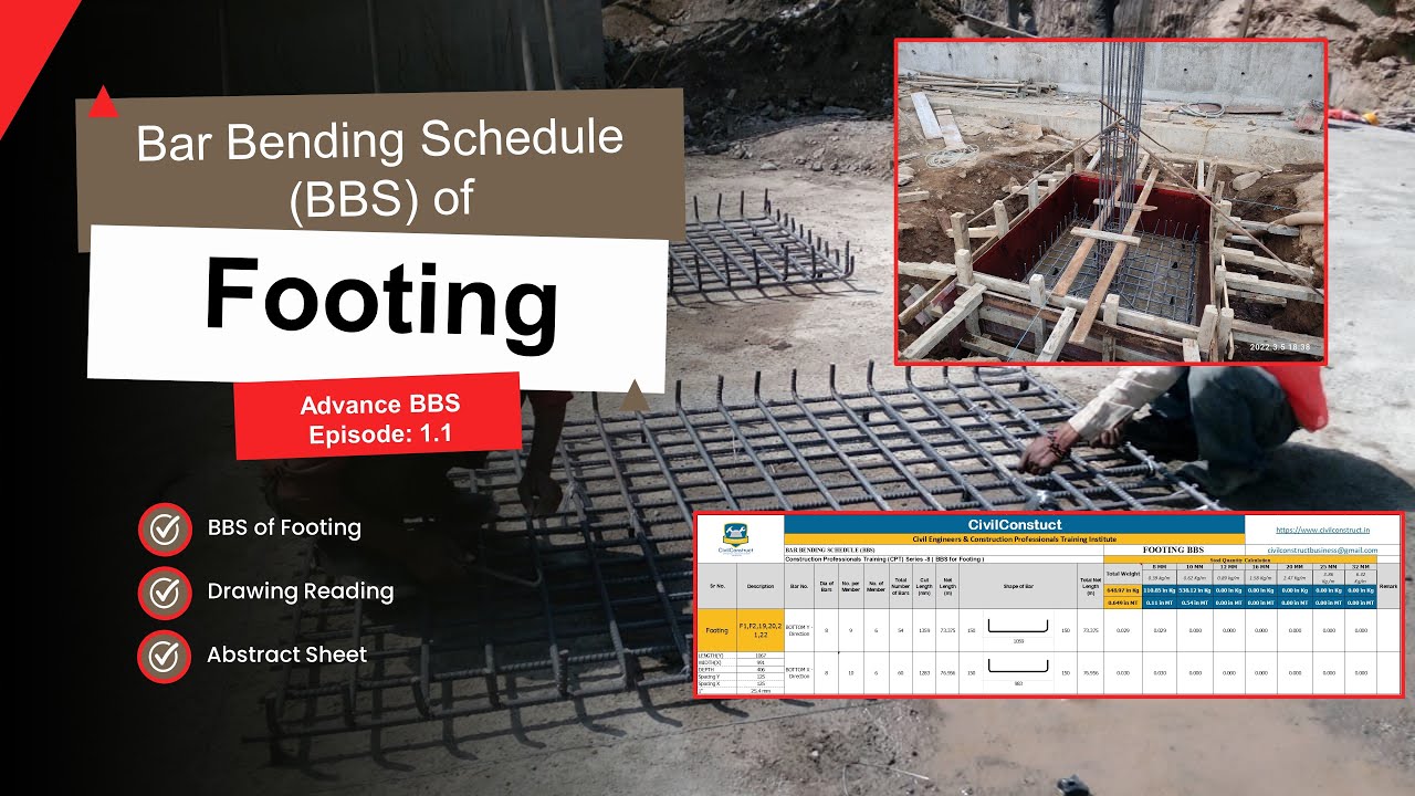 BBS of Footing l Footing Reinforcement Details