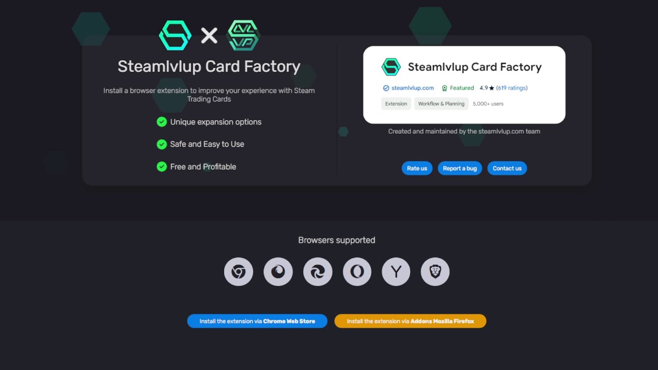 Steamlvlup Card Factory | Extension Guide