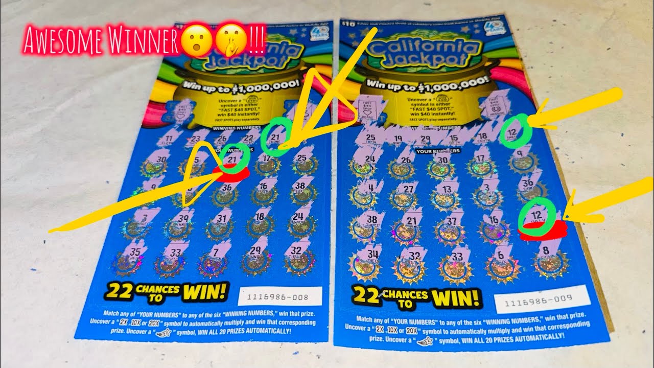 AWESOME WINNER ON $10 CALIFORNIA JACKPOT CALIFORNIA LOTTERY SCRATCHERS SCRATCH OFF!