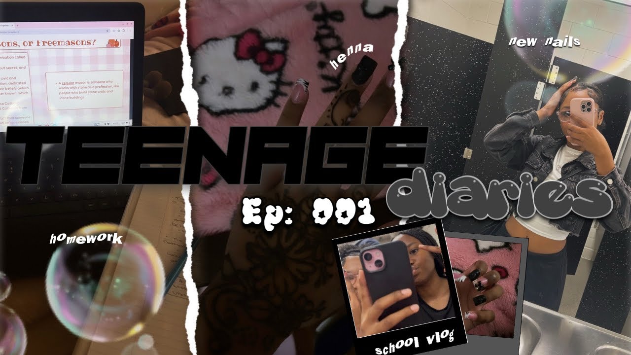 teenage diaries 001 ❣︎ | new nails, henna, haul, school vlog, & homework | 