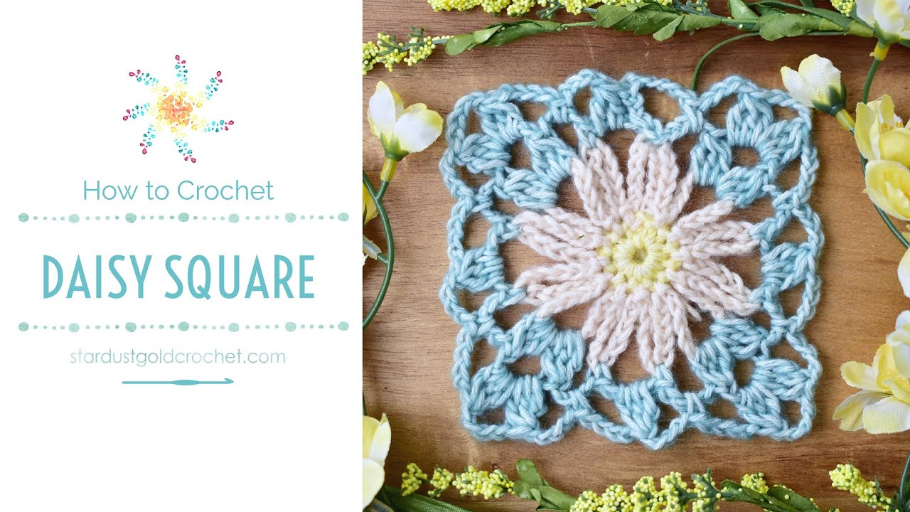 Crochet Daisy Square |  Stitch Explorers | How to Crochet a Daisy Square