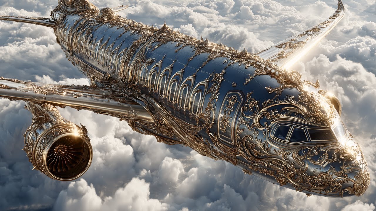 “Where the Sky Meets Royalty | AI Generated Fantasy Palace & Baroque Royal Airplane Masterpiece”