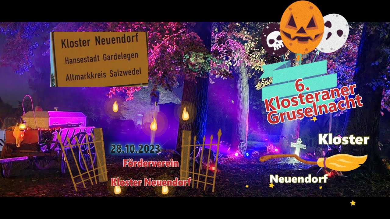 Die 6. Klosteraner Gruselnacht 2023. Die Addams Family und andere Gestalten in Kloster Neuendorf.
