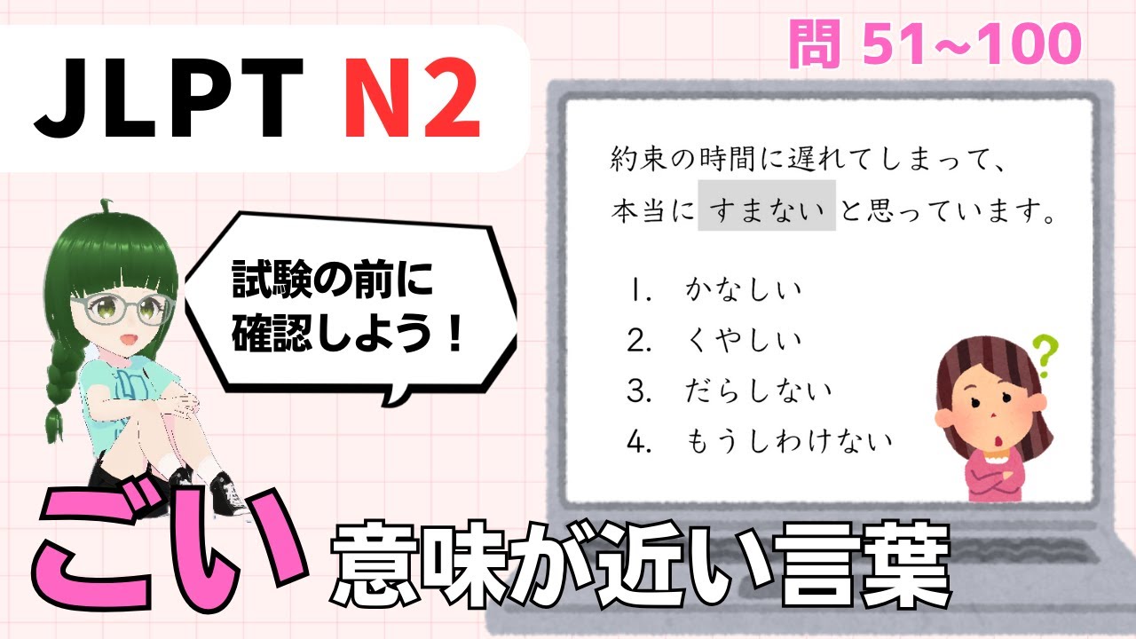 意味が近いのはどれ？【  N2 】文字・ごい（Vol.2）