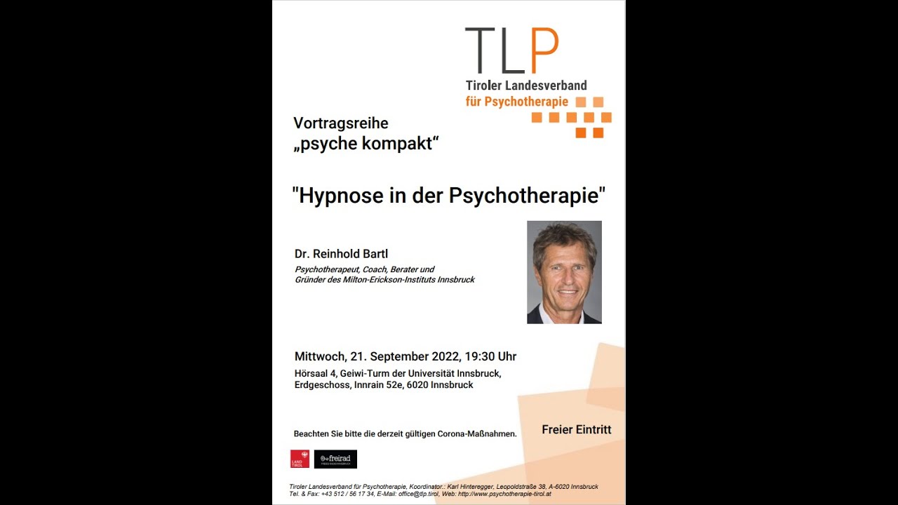 Dr. Reinhold Bartl: Hypnose in der Psychotherapie