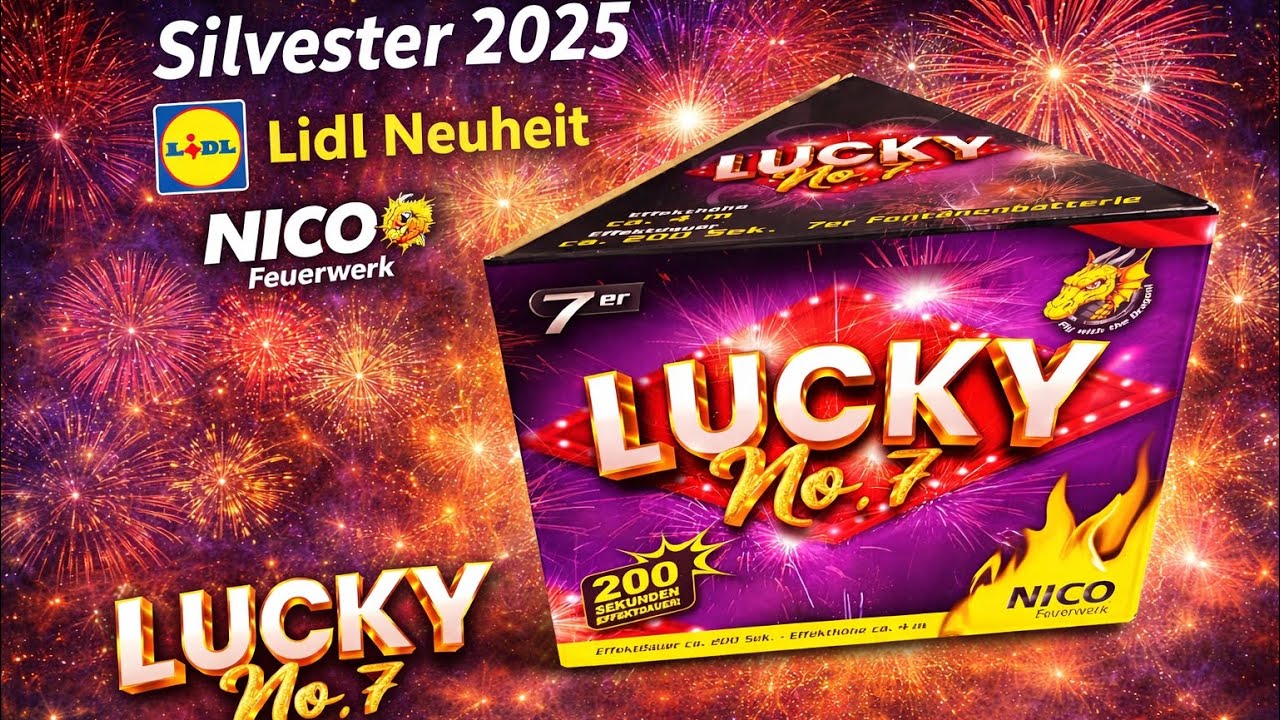 🎇 Lucky No.7 Nico | Lidl Feuerwerk Neuheit 2025 | 200 Sekunden Fontänenbatterie