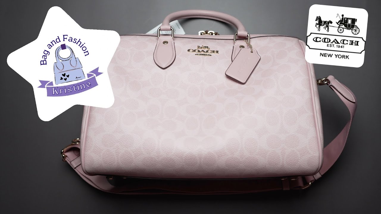COACH Rowan Large Satchel Bag In Signature Canvas   POWDER PINK  2025 Spring Collection - Kristine G