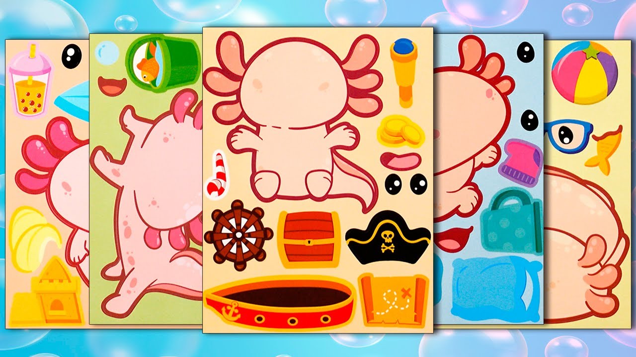CUTE AXOLOTL STICKER BOOK MAKEOVER | FUNNY STICKER ACTIVITY