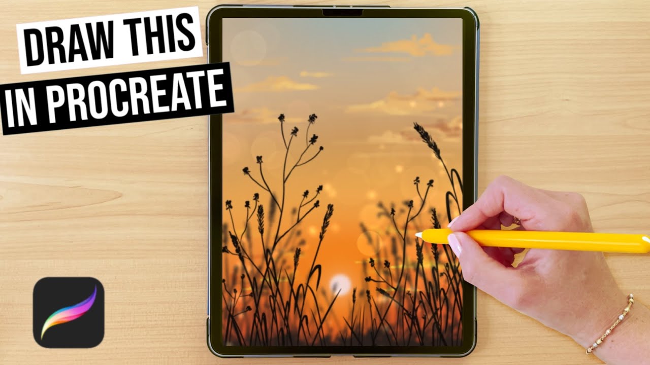 Drawing Sunset View Landscape in Procreate | Digital Art Tutorial for Beginners