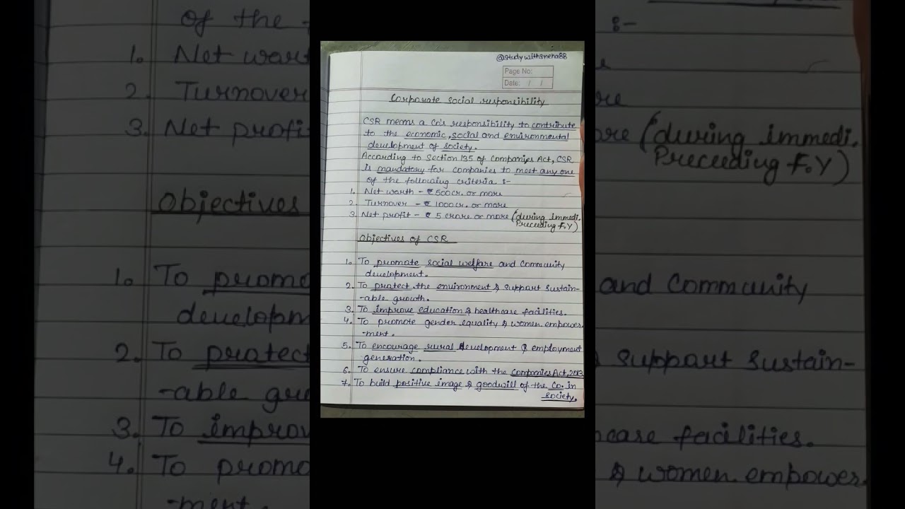 Corporate Social Responsibility (sec.-135) - Meaning, Objectives #corporategovernance #exam #notes