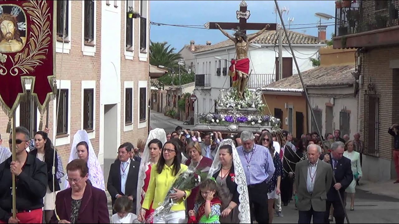 Procesión de subida del Cristo a la Ermita. I Encuentro de Hermandades de Guadamur